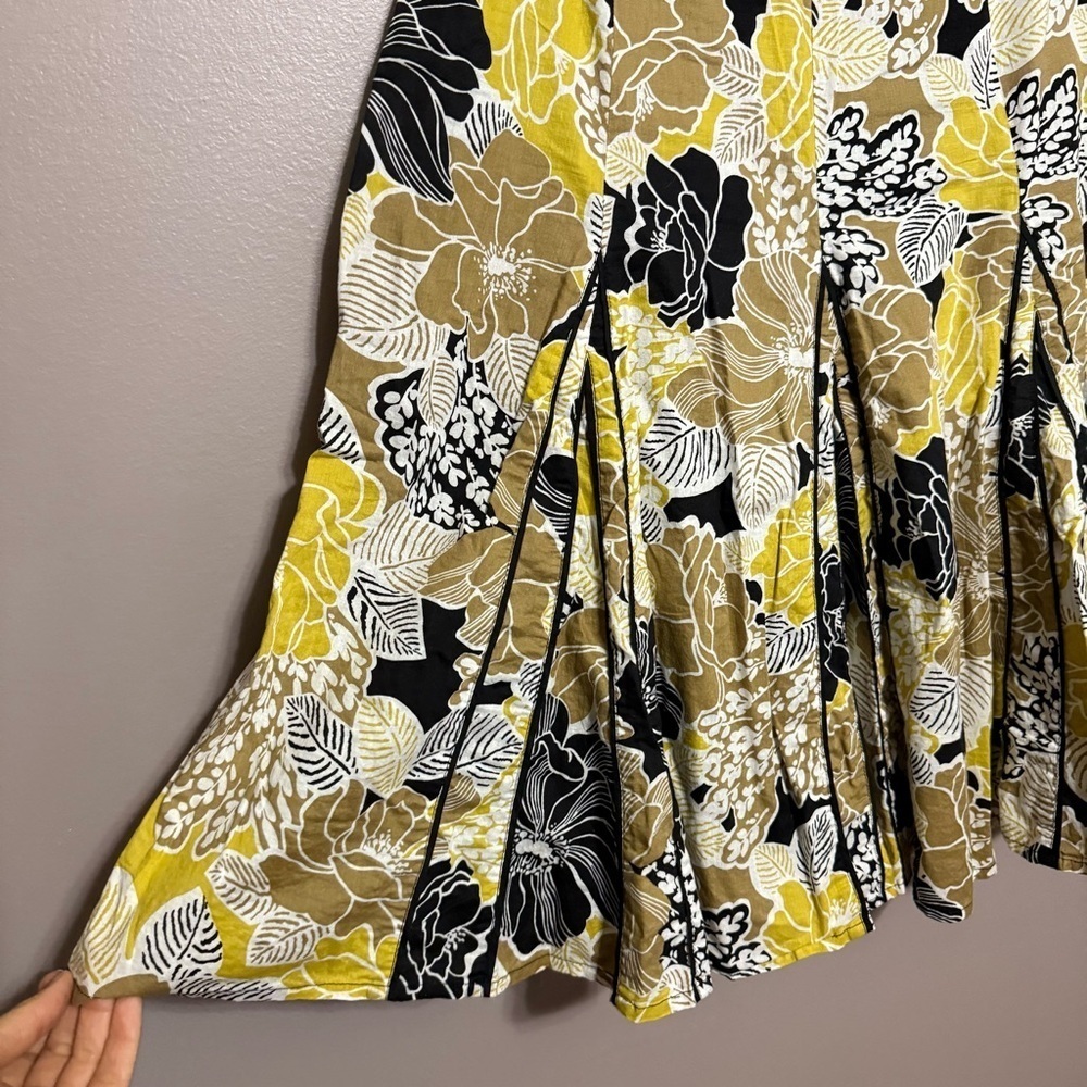 Willi Smith Floral Midi Skirt Women's Size 8 Neutral 100% Cotton - Picture 3 of 7